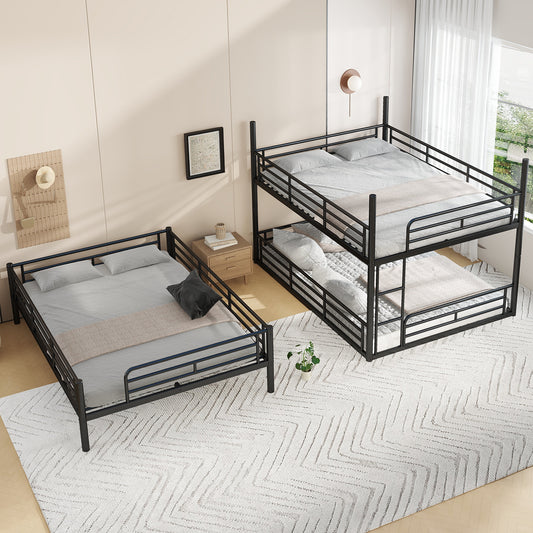 Queen over Queen over Queen Bunk Bed - Black - detail view 2