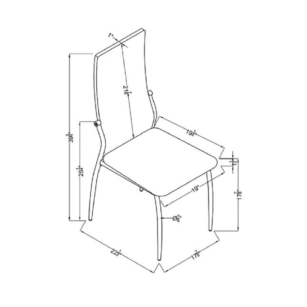 Victor Modern Leatherette Side Chairs with Silver Legs Set of 2 , Black