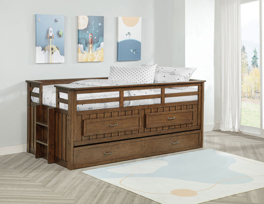 Carlsbad Wood Twin Captain's Bed with Trundle – Medium Brown