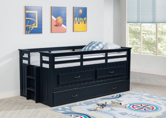 Carlsbad Wood Twin Captain's Bed with Trundle – Navy Blue