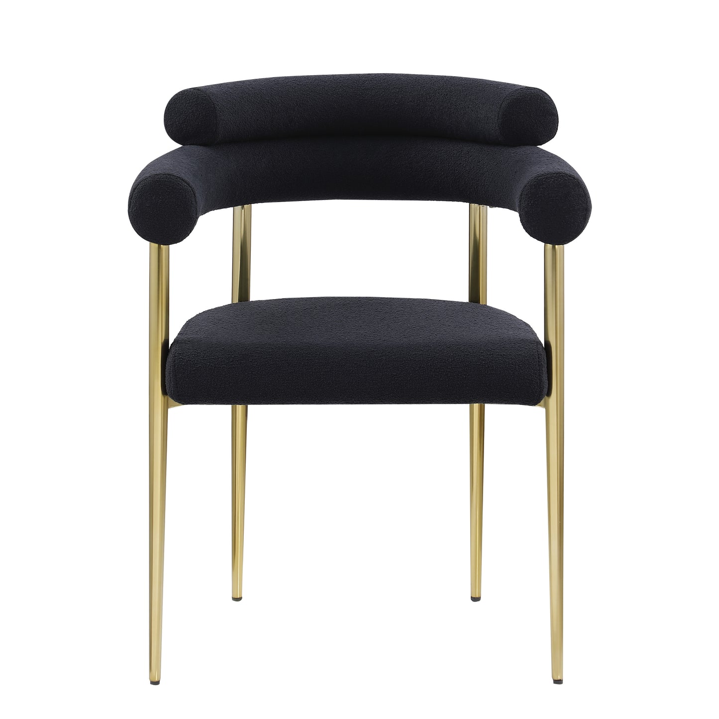 Sabine Mid-Century Modern Boucle Side Chairs Set of2 Black & Gold