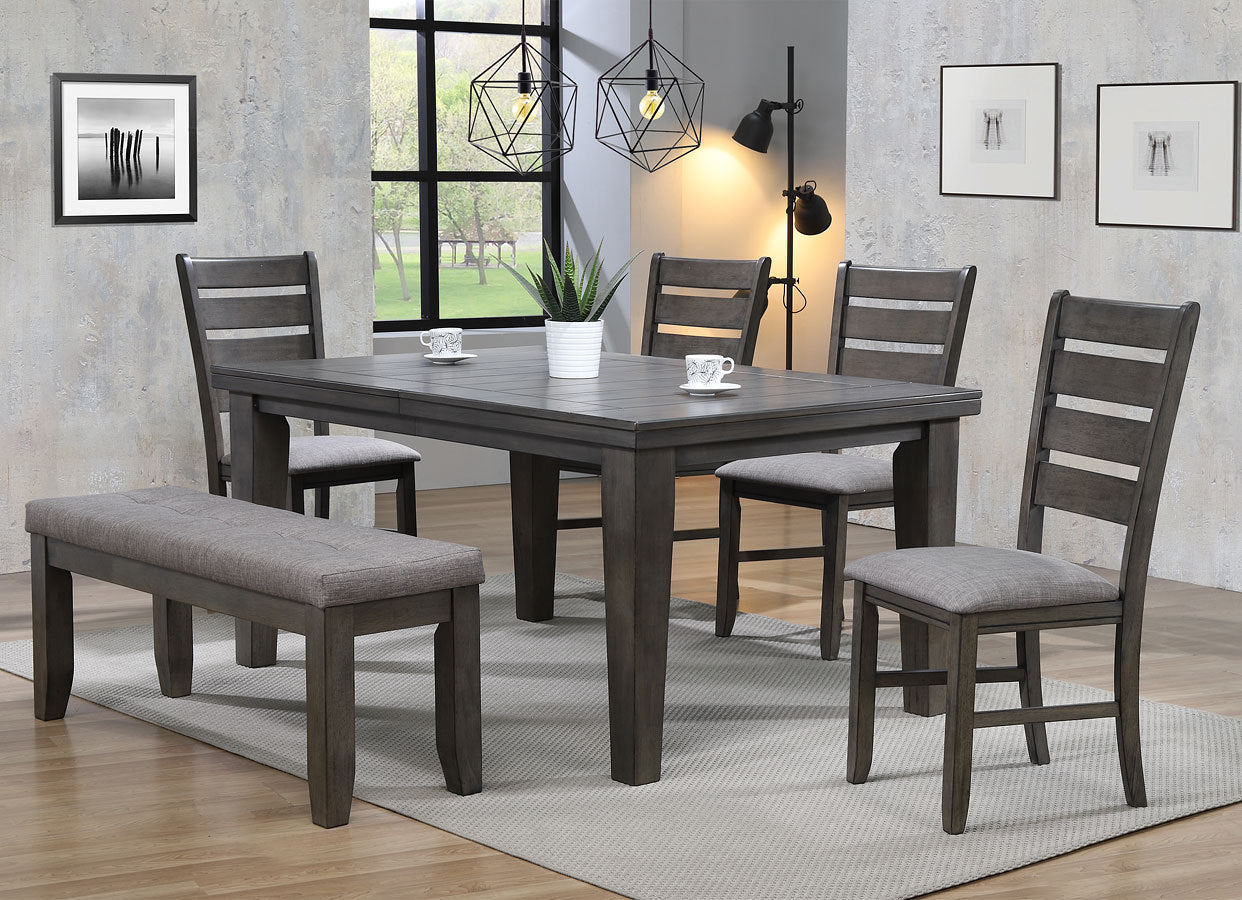 Hanson Transitional Solid Wood Side Chairs with Linen Padded Seats Set of 2 Gray