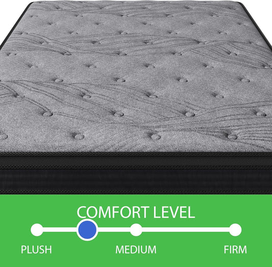12" Soft-Medium Firm Mattress with Pocket Coils - Grey - detail view 2