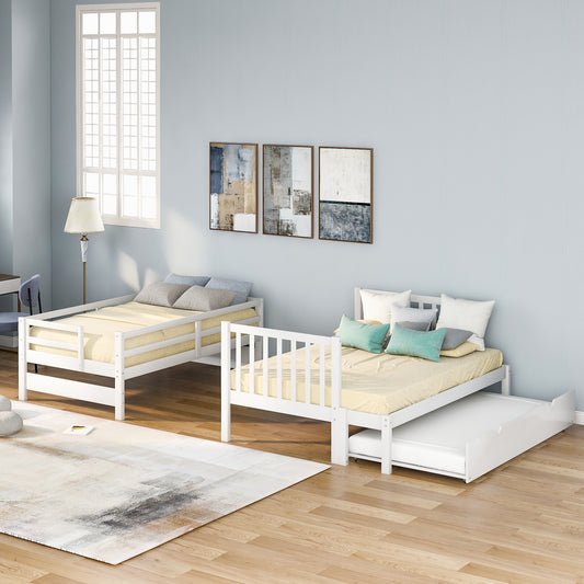 Twin over Full Bunk Bed with Twin Size Trundle (white) - detail view 2