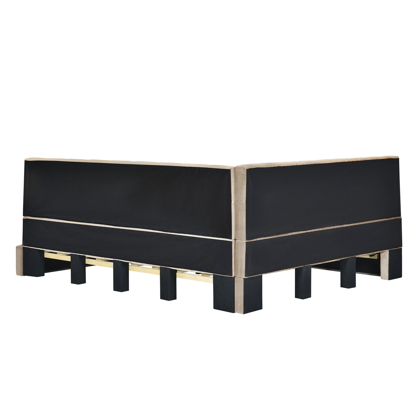 Asher Full Size Velvet Corner Daybed Bed Frame, Beige