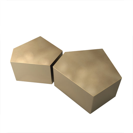 Antique Gold MDF 2-Piece Accent Table Set with Gold Legs (Set of 2) - primary color shot