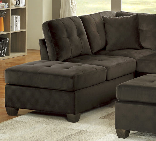 3-Piece Reversible Sectional with Chaise Ottoman Tufted Detail Chocolate Microfiber Upholstered Modern Living Room Furniture L-Shape Sofa - detail view 2