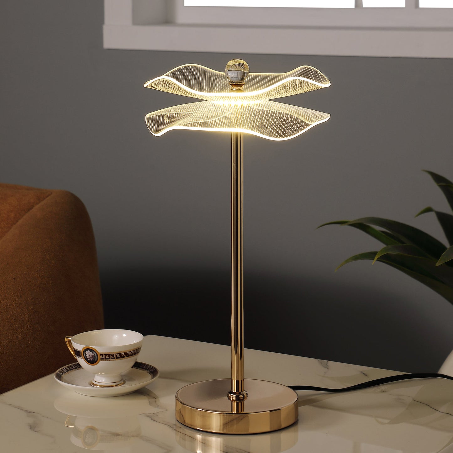 Led Acrylic Copper Gold Luminaire Table Lamp