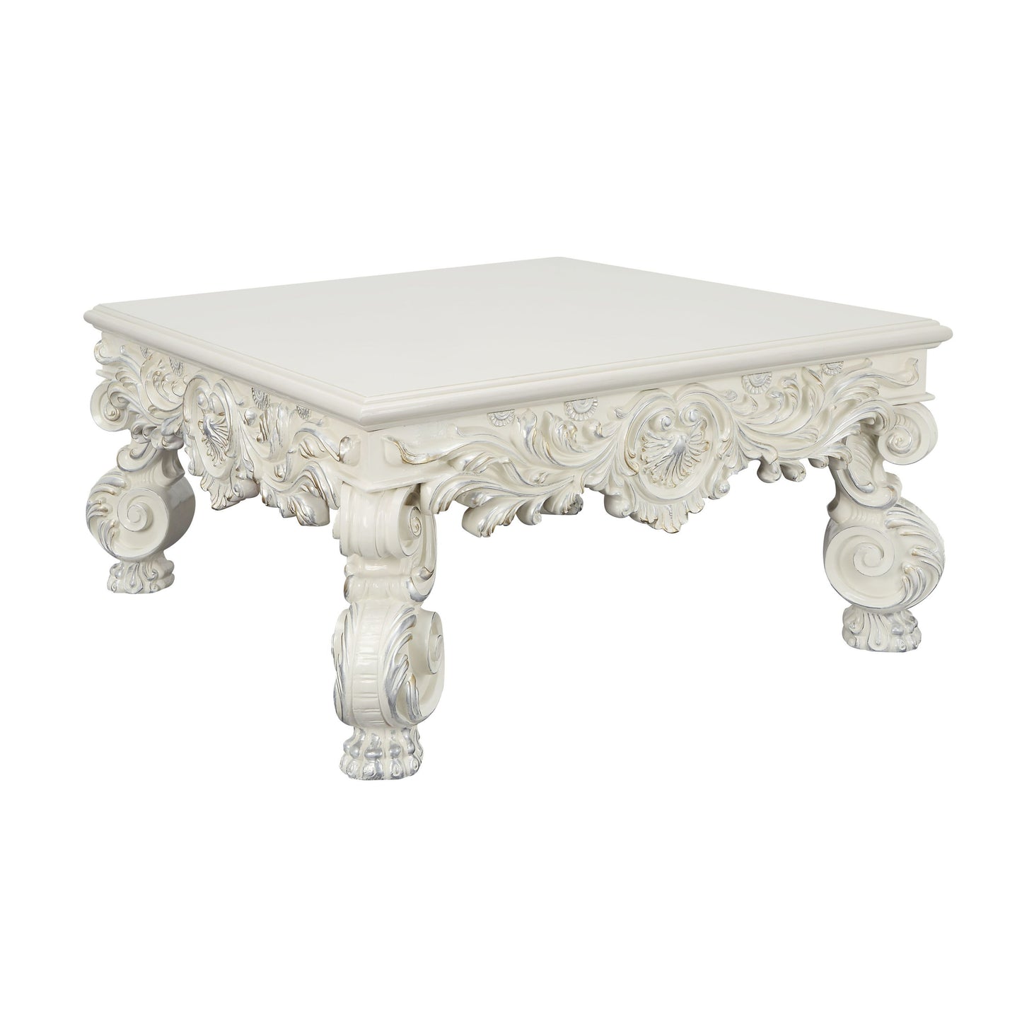 Adara Traditional Antique White Finish Coffee Table