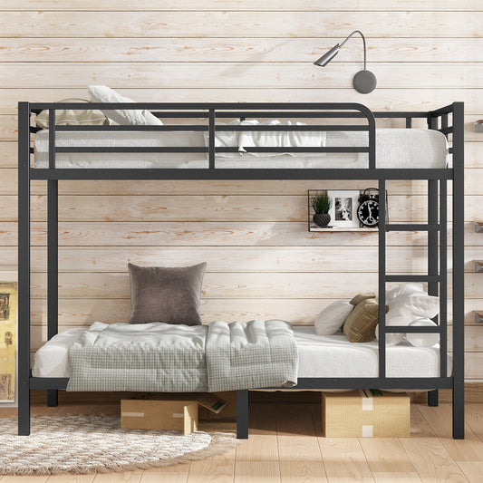 Metal Twin XL over Twin XL Bunk Bed for Teens and Adults - Black - detail view 2