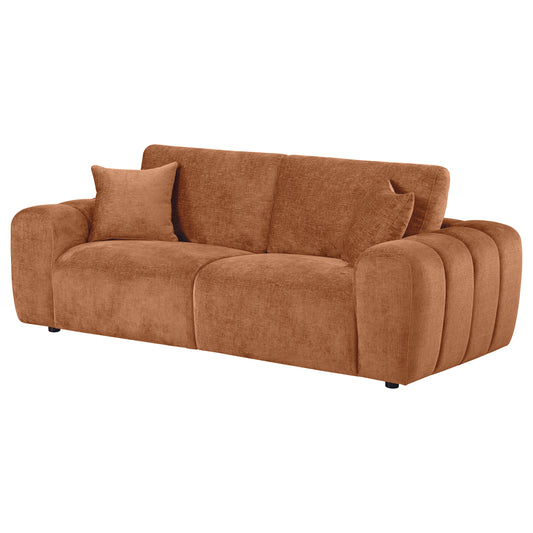 Burnett Contemporary Chenille Sofa - Orange - Finally Home Furnishings LLC