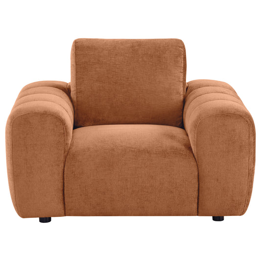 Burnett Burnt Orange Chenille Sculptural Accent Chair with Oversized Arms