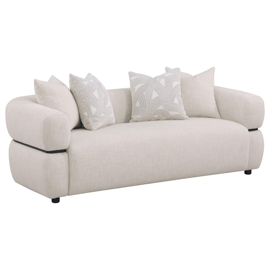 Jeanette 84-inch Fabric Upholstered Round Arm Sofa Beige