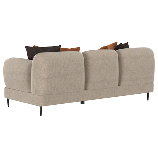 Jade Chenille Upholstered Modern Track Arm Sofa, Latte