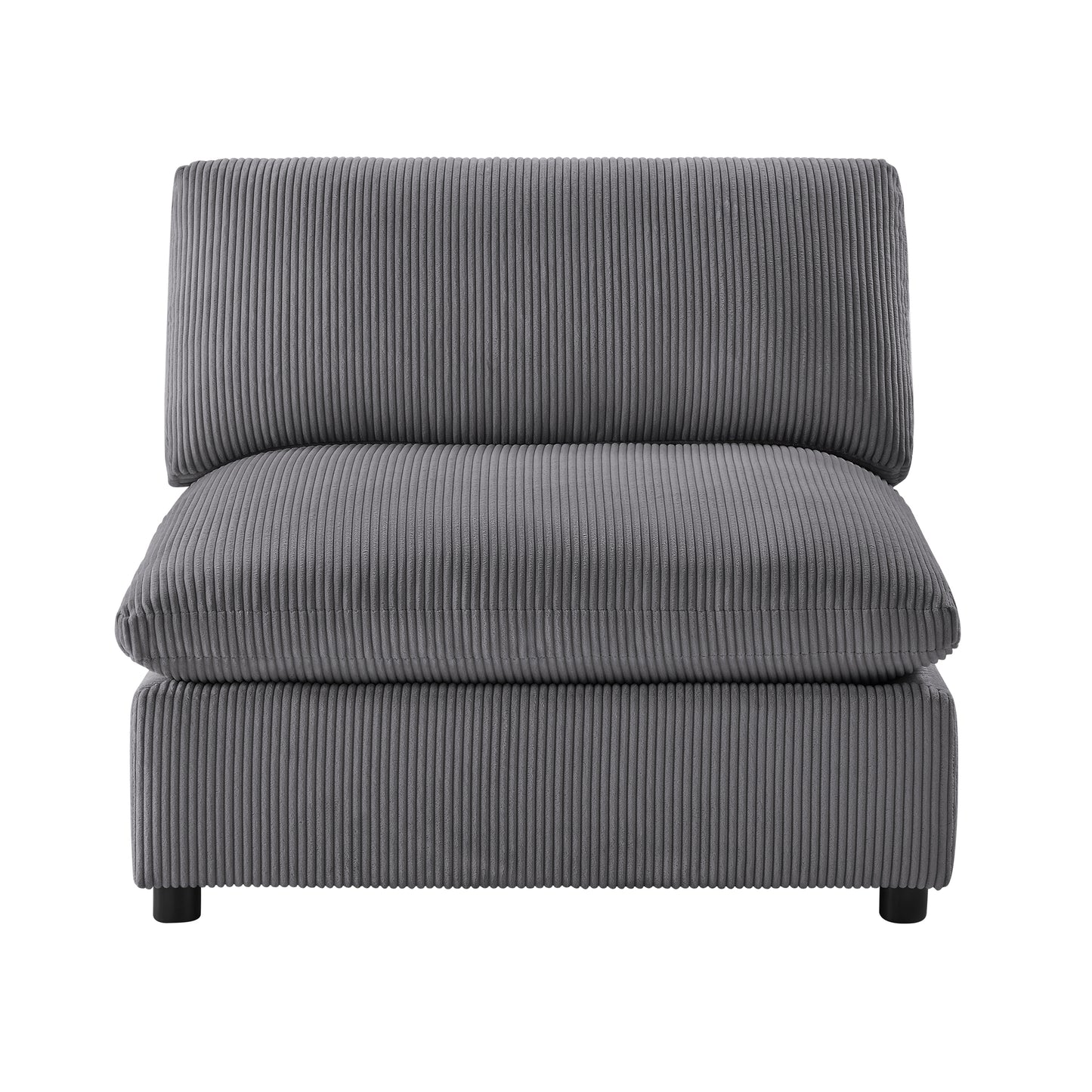 Chelsea Modular 5-Piece Sectional in Charcoal with Plush Polyester Upholstery and Removable Wood Legs - detail view 8