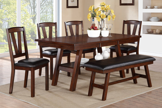 Lester Solid Wood Side Chairs in Dark Walnut with Espresso Leatherette Seats Set of 2