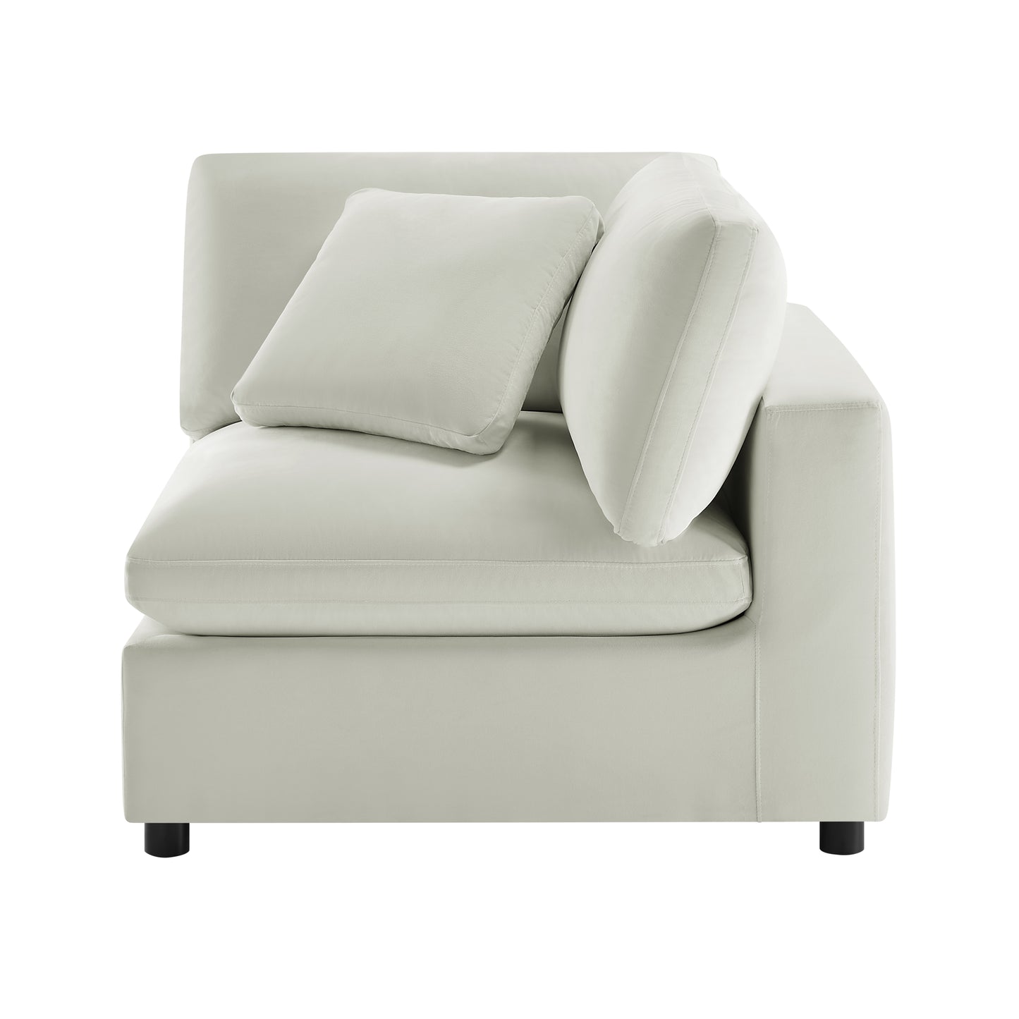Caylie Modular 6-Piece Sectional in Ivory with Plush Polyester Upholstery and Solid Wood Legs - detail view 8