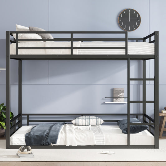Metal Queen over Queen Bunk Bed for Teens and Adults - Black - detail view 2