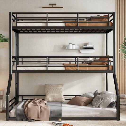 Twin over Twin over Full Bunk Bed - Black - detail view 2