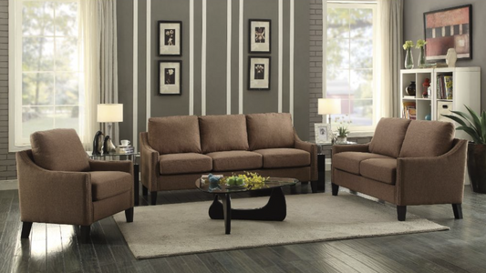 Zapata Transitional Upholstered Sofa Set in Brown - Acme Furniture