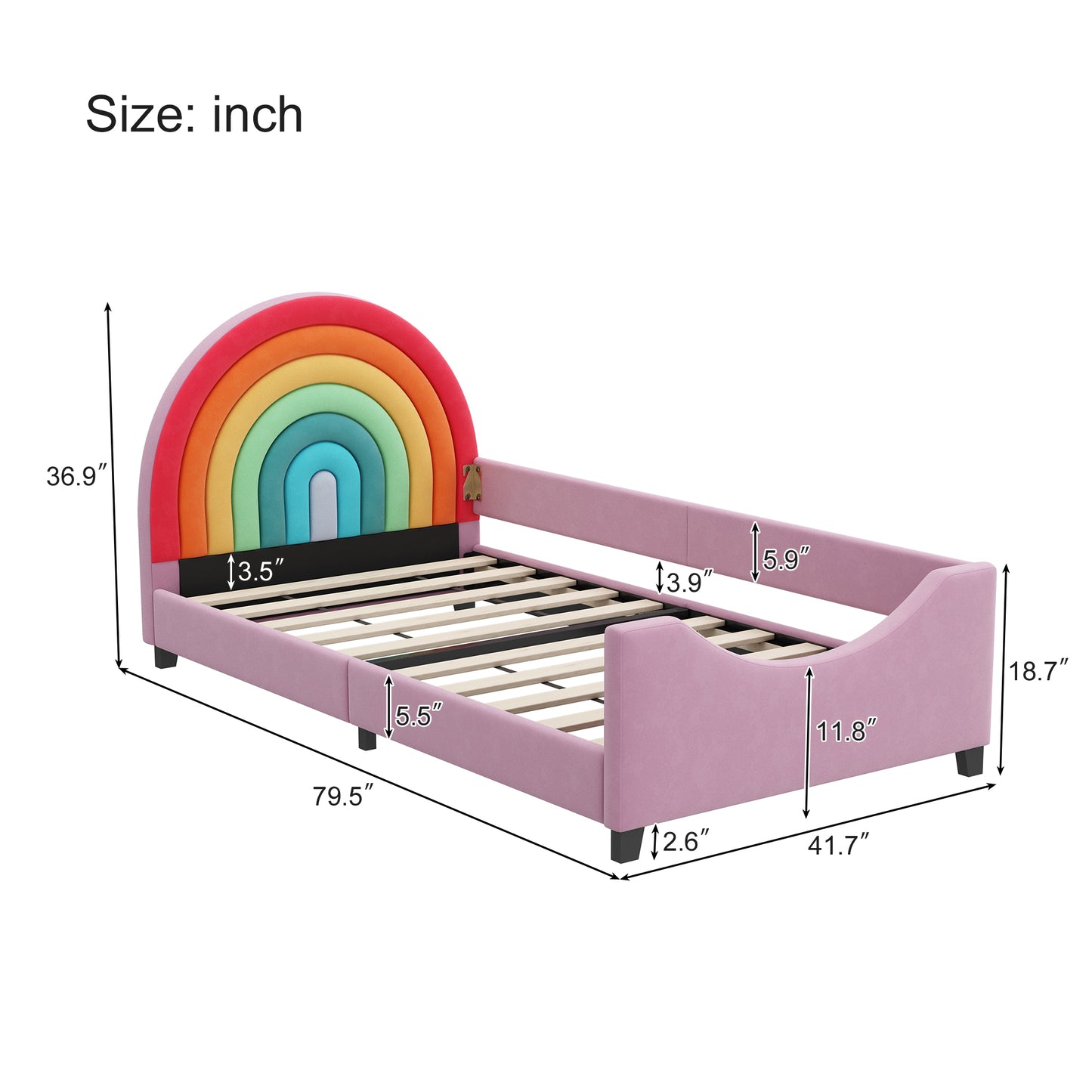 Rainbow Velvet Upholstered Twin Daybed