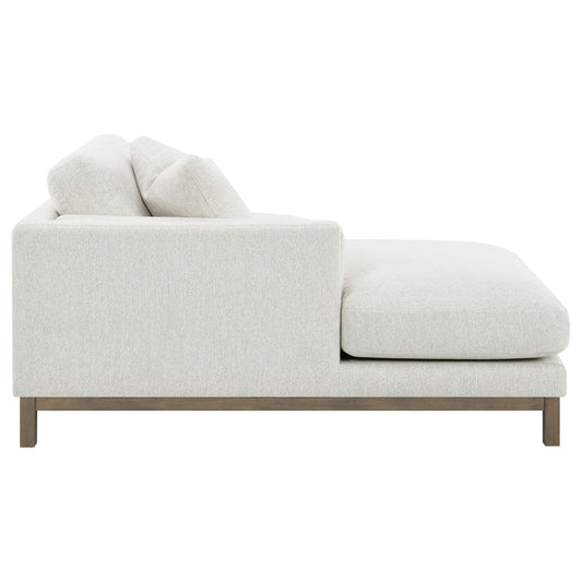 Geneva Textured Boucle Sectional with Wood Trim - Sand