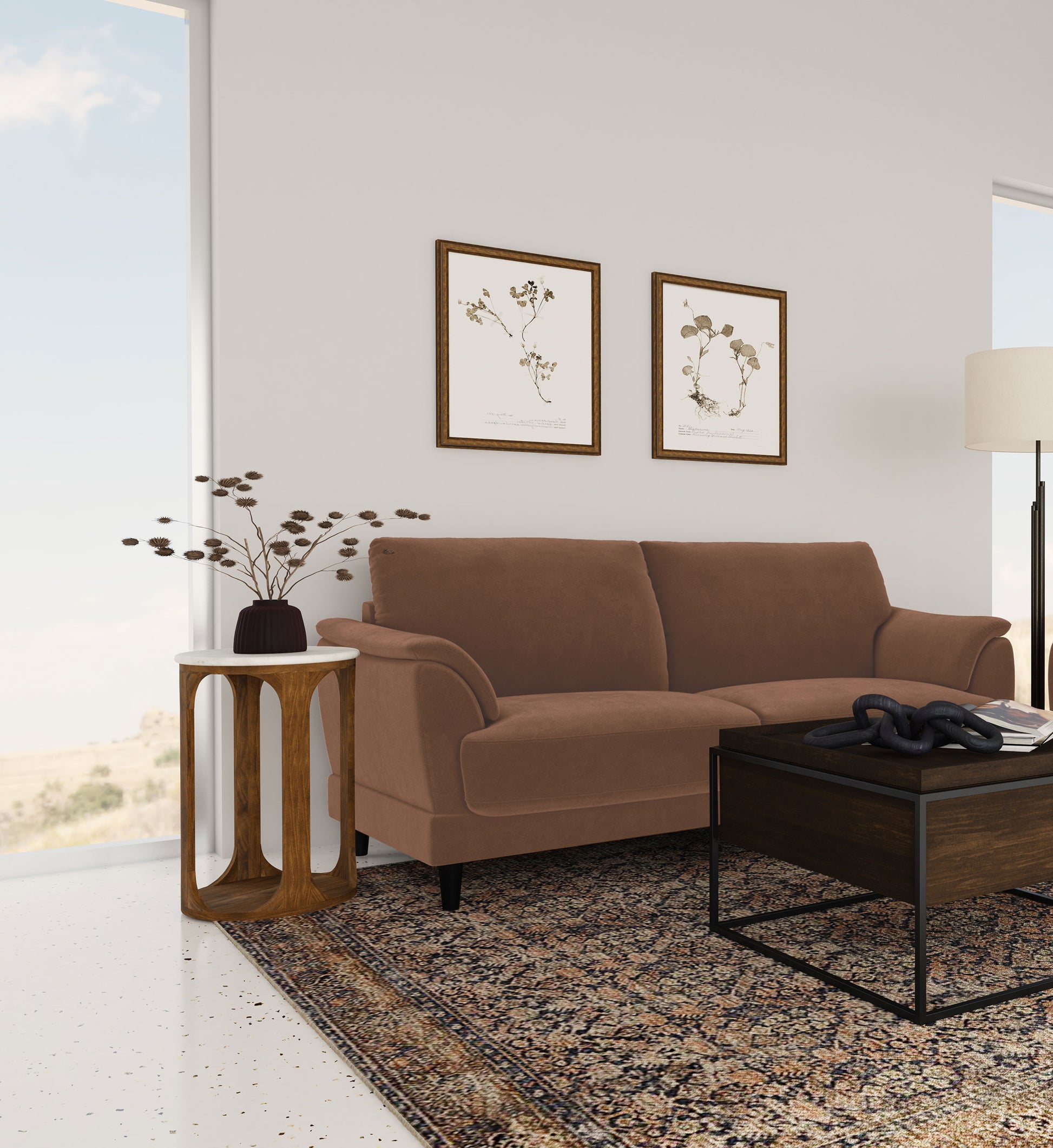 Selma Rust Velvet Upholstered Living Room Collection