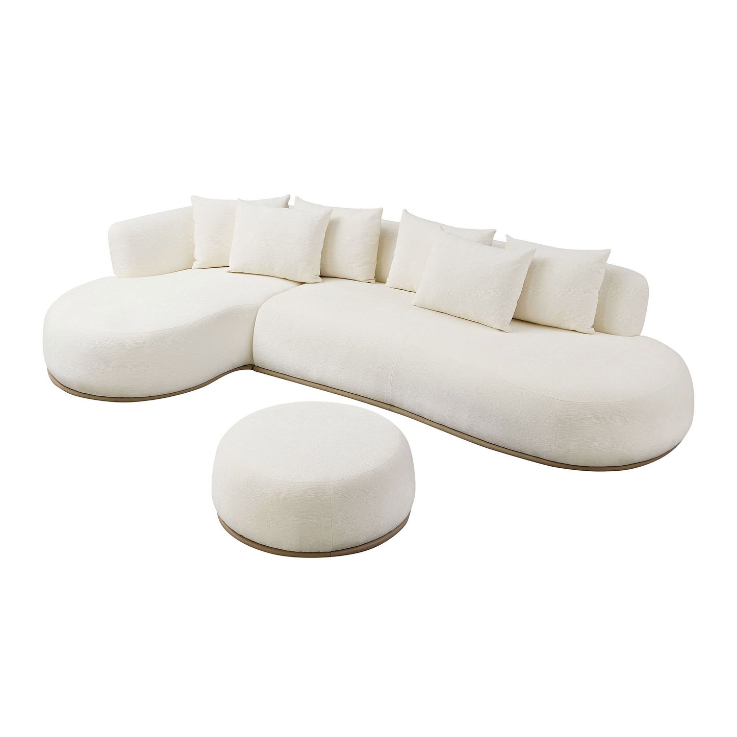 134.63'' Oversized L-Shape Sectional Sectional with Ottoman Sectional with Left-Facing Chaise Beige Sectional with Deep Seat - primary color shot