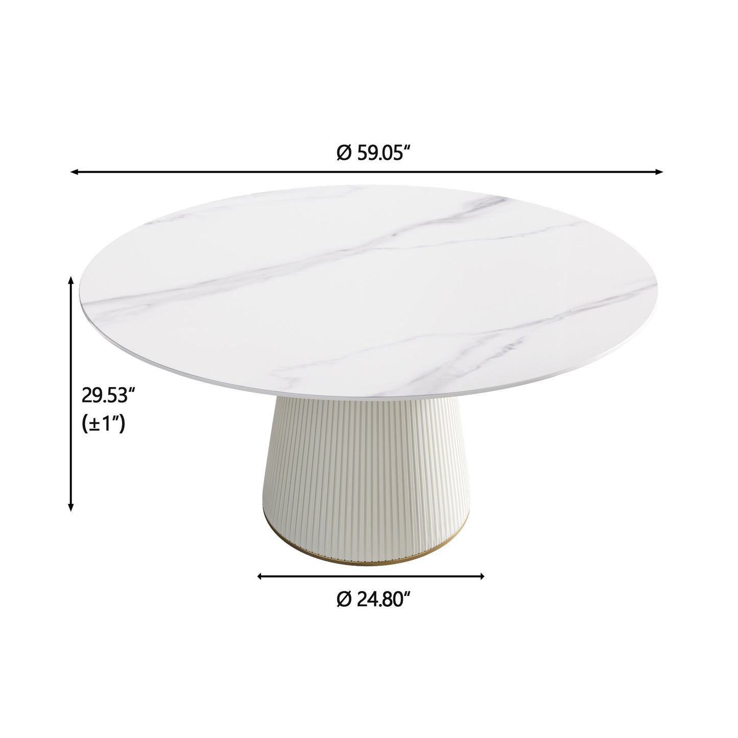 Caspian 59" Round Modern White Faux Marble Dining Table