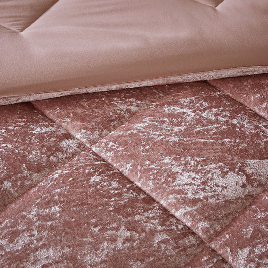 Blush Velvet Comforter Set with Throw Pillow