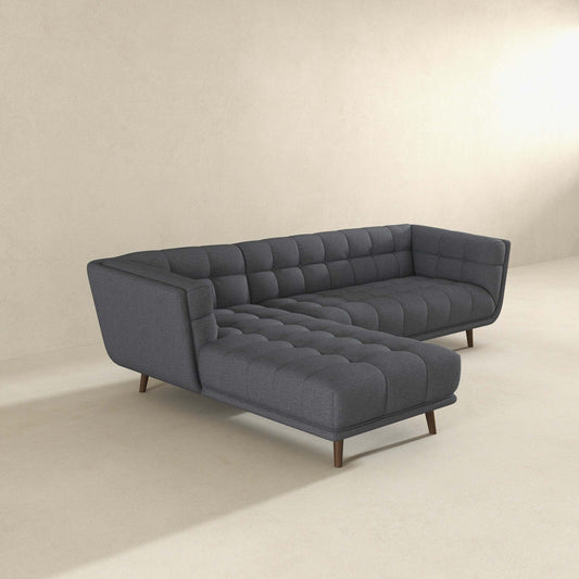 Addison Left Sectional Ash Grey Fabric Sofa - detail view 2