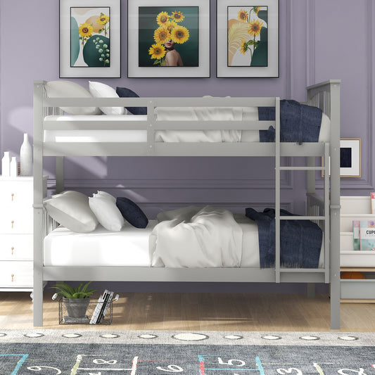 Pratt Full over Full Bunk Bed with Ladder, Gray