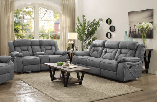 Bruno Plush Gray Faux Suede Reclining Sofa & Loveseat Set