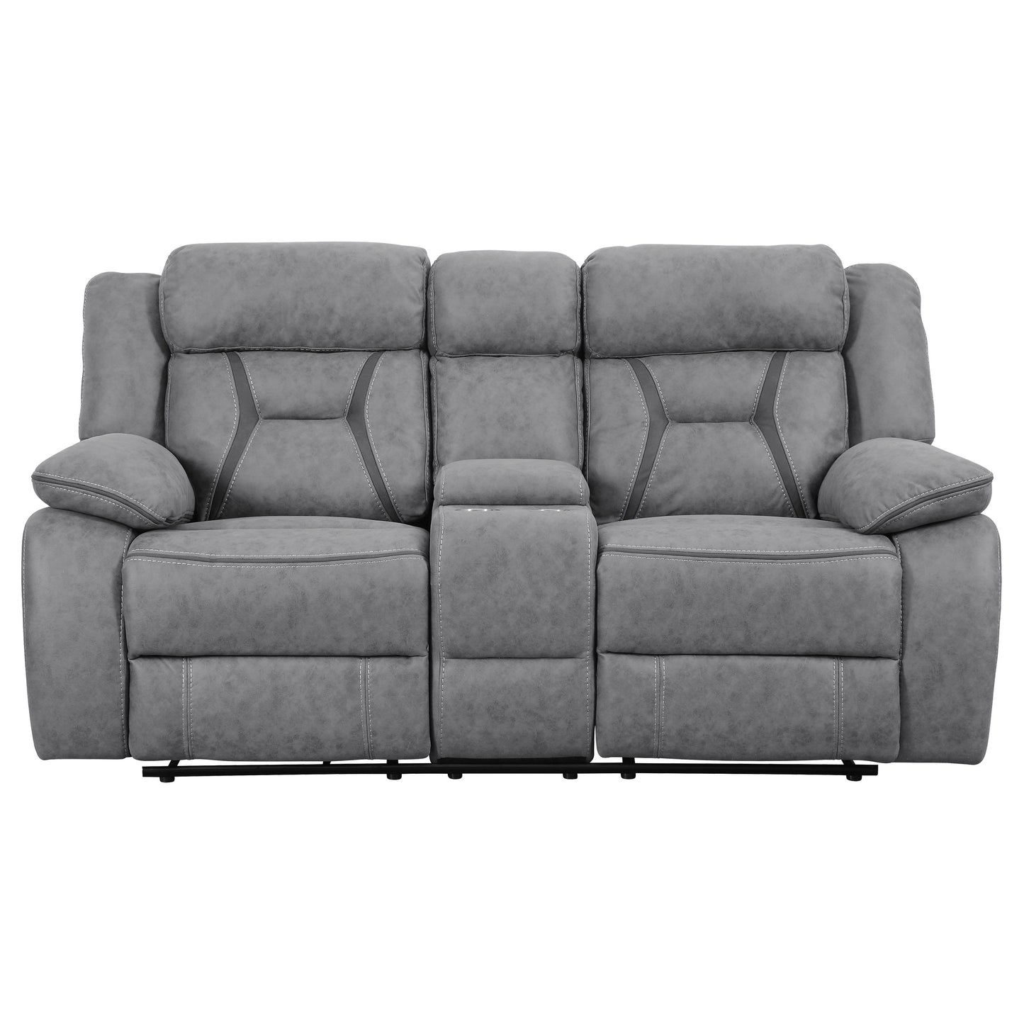 Bruno Plush Gray Faux Suede Reclining Sofa & Loveseat Set