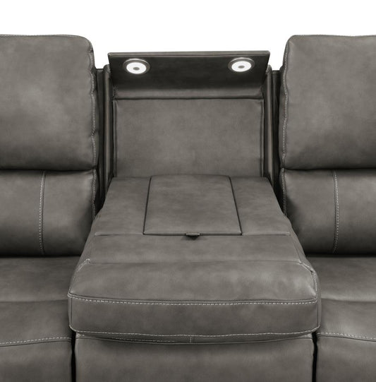 Brickston Triple Power Reclining Sofa – Charcoal