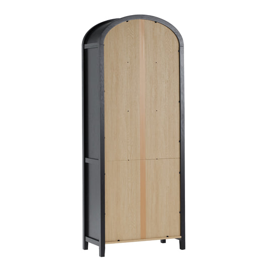 Jenson Modern 3 Shelf Open Arched Bookcase Cabinet - Black