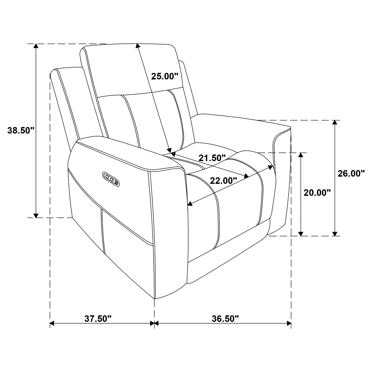 Kennett Chenille Power Recliner Chair, Ivory