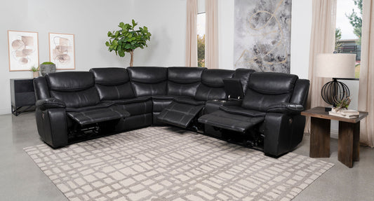 Sycamore Upholstered Power Reclining Sectional Sofa - Black