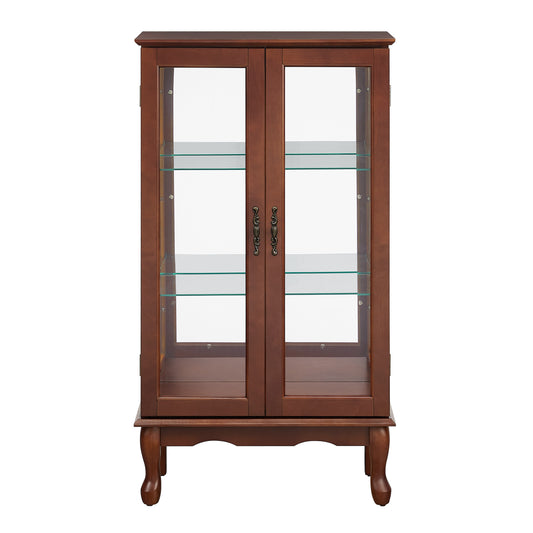 Florence Traditional Curio Cabinet with Cabriole Legs, Walnut