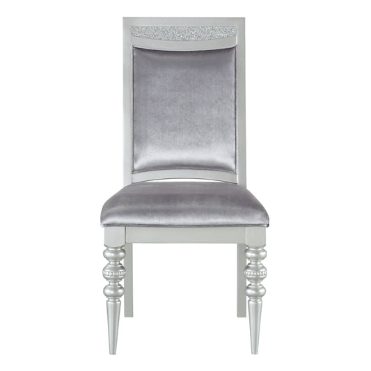 Grey and Platinum Upholstered Side Chairs Set of 2