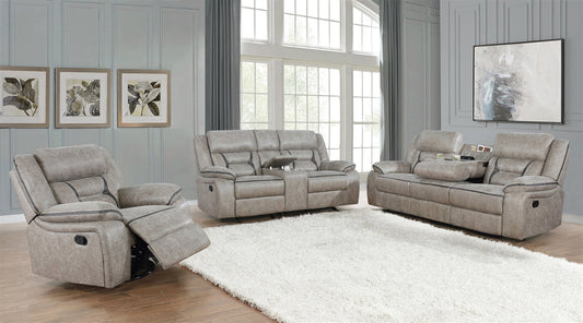 Greer Taupe Motion Sofa & Loveseat Set - Coaster 651351
