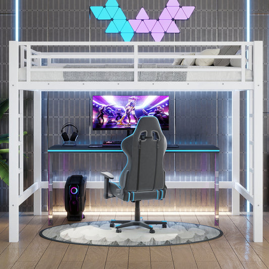 Full Size Metal Loft Bed - White - detail view 2