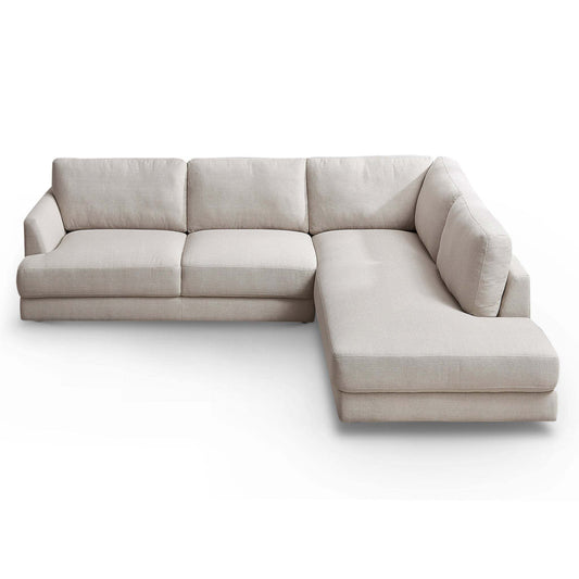 Glander Cozy Sectional Sofa Right Facing Linen Fabric Cream Mid-Century Modern Design - primary color shot
