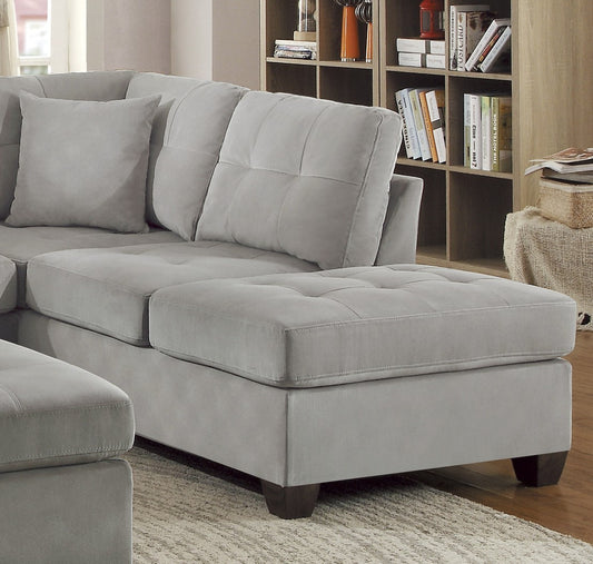 3-Piece Reversible Sectional with Chaise Ottoman Tufted Detail Taupe Microfiber Upholstered Modern Living Room Furniture L-Shape Sofa - detail view 2