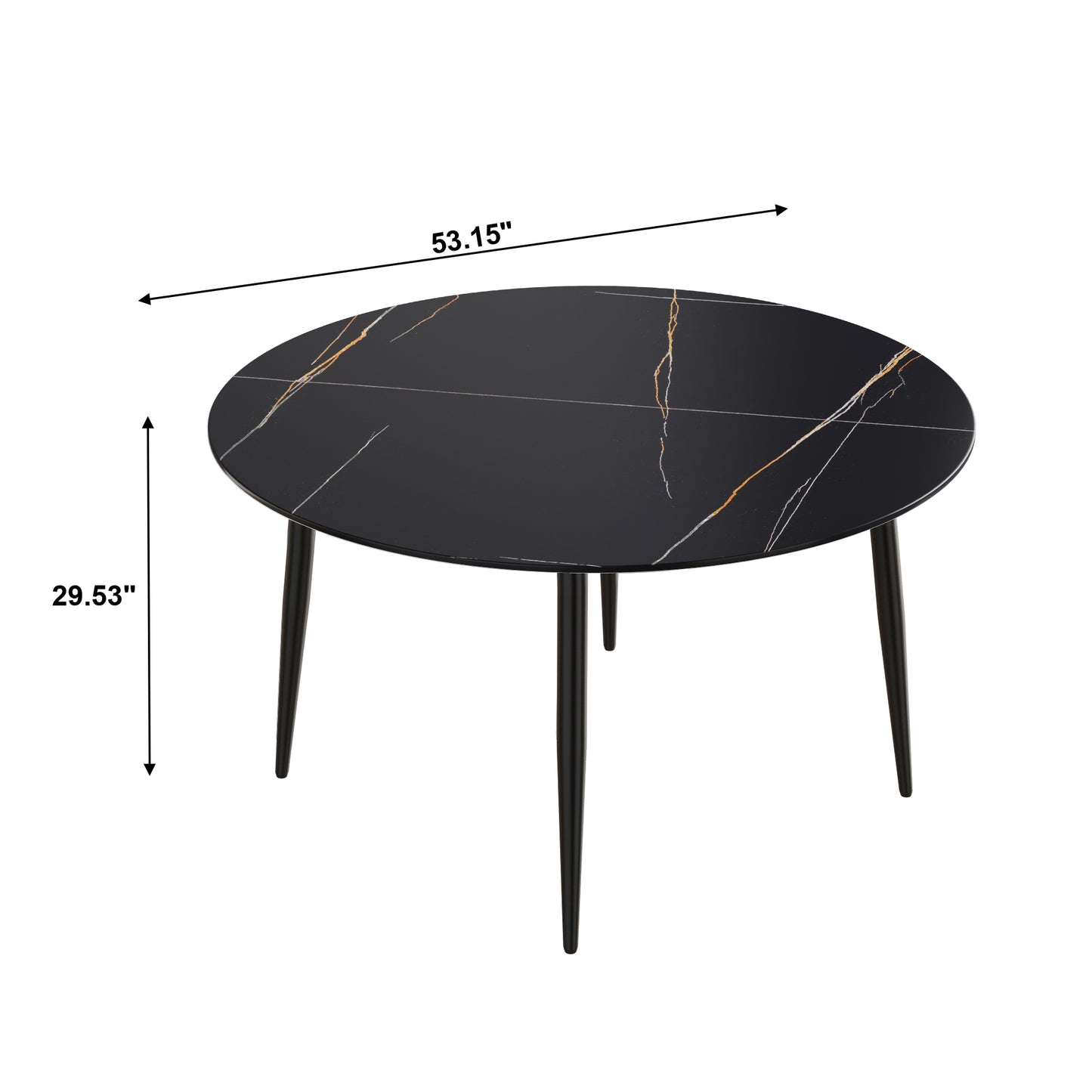 Saffron 53" Modern Artificial Stone Dining Table with Black Legs