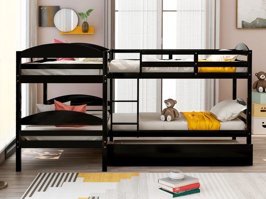 Twin L-Shaped Bunk Bed with Trundle-Espresso{old Sku:lt000024aap} - detail view 2