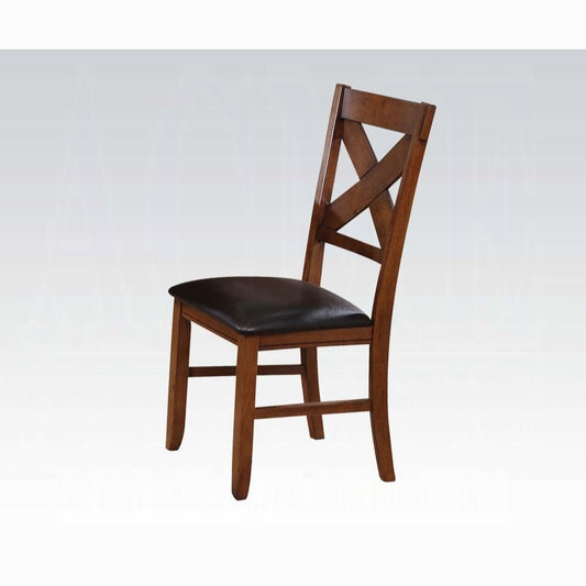 Espresso and Walnut Side Chair with X-Shape Back Set of 2