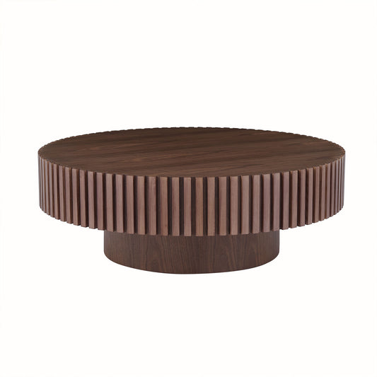 39.37'' Round MDF Coffee Table Mid Century Modern Coffee Table Unique Coffee Table - Walnut - primary color shot