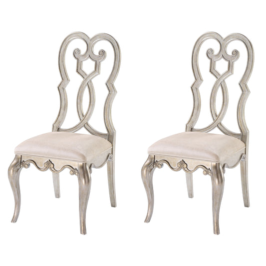 Ivory and Antique Champagne Side Chairs Set of 2