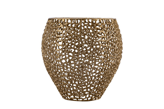 Azriel Aluminum Mesh Side Table, Gold